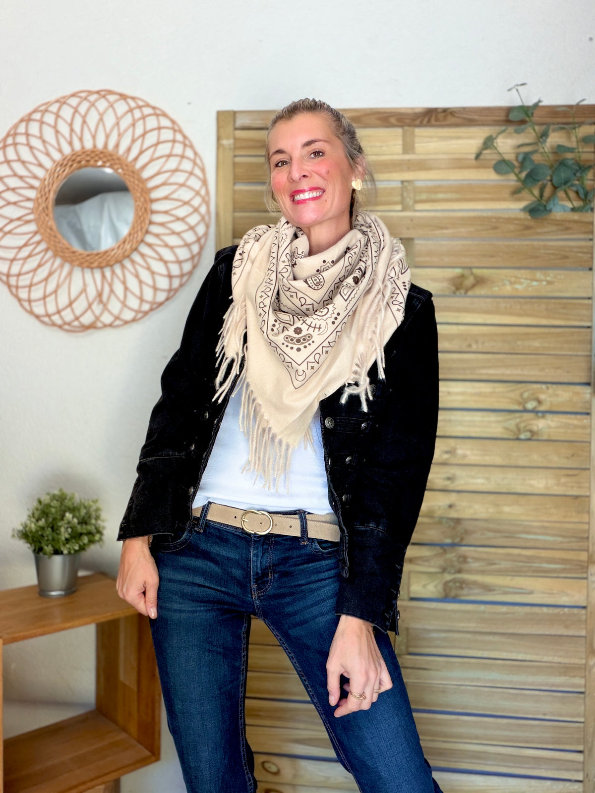 Écharpe Bandana Beige