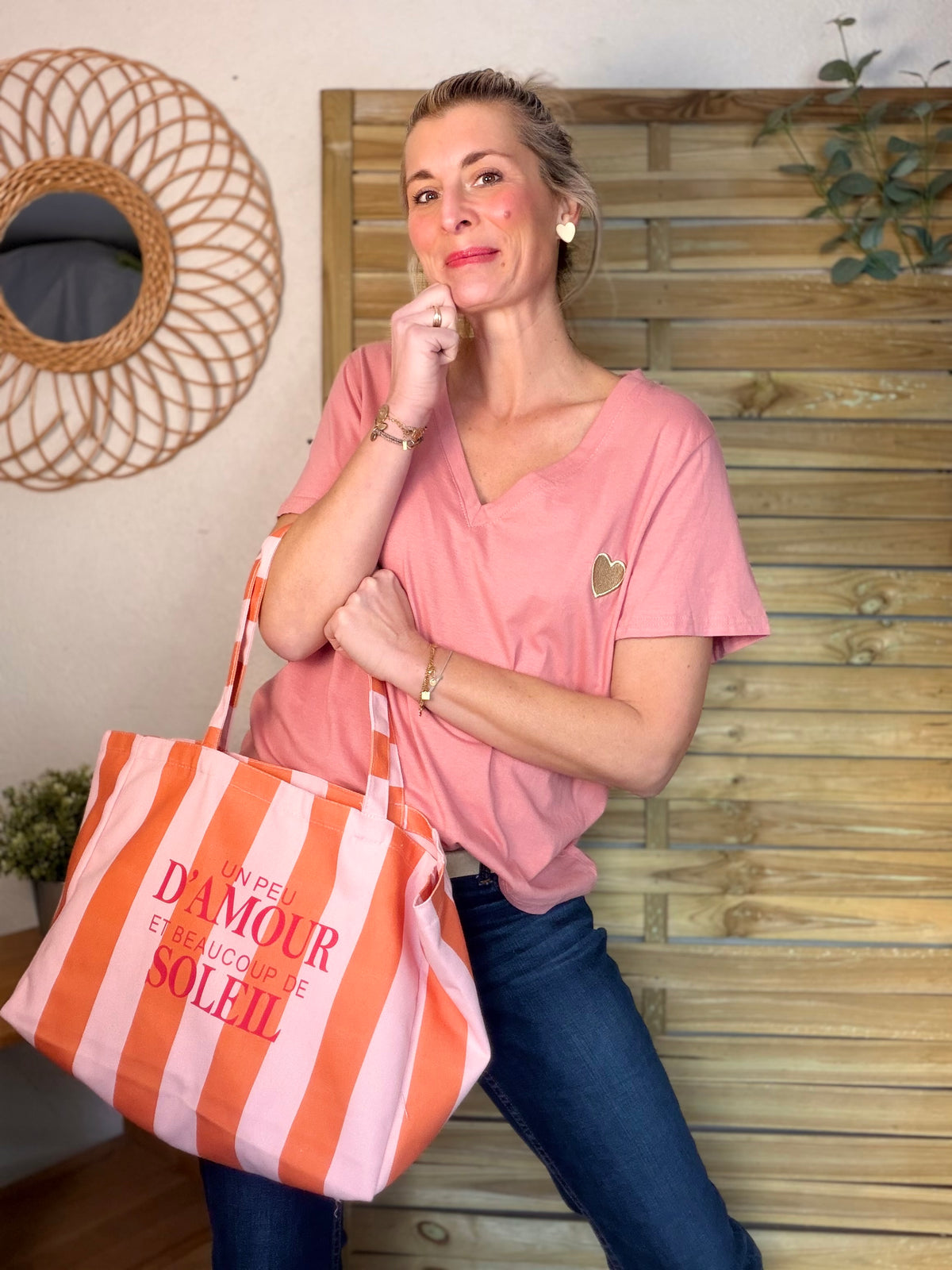 Grand cabas Tote bag Amour / Soleil ELSY