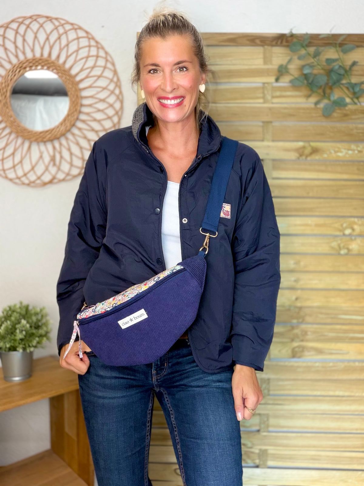 Veste matelassée réversible Sherpa AMÉLIE Bleu marine / Gris