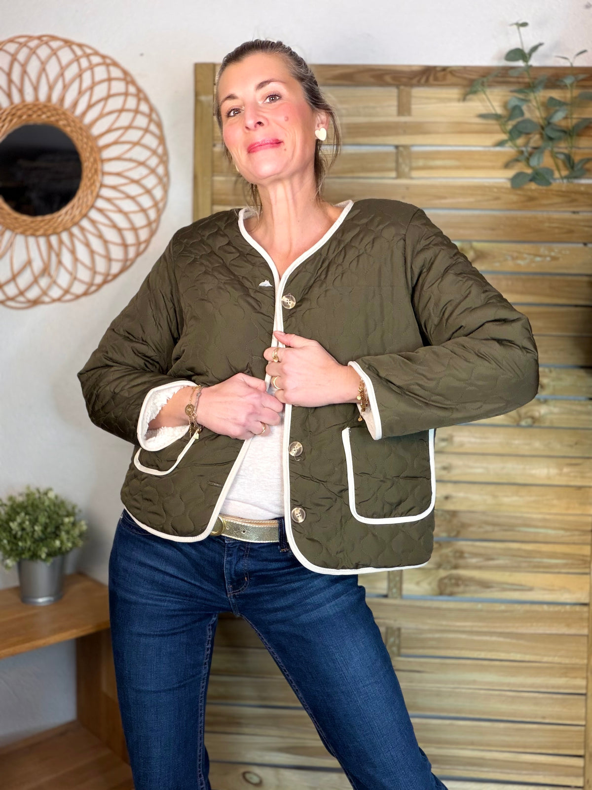 ⚡️ ARRIVAGE - Veste matelassée réversible Sherpa NOÉMIE Kaki