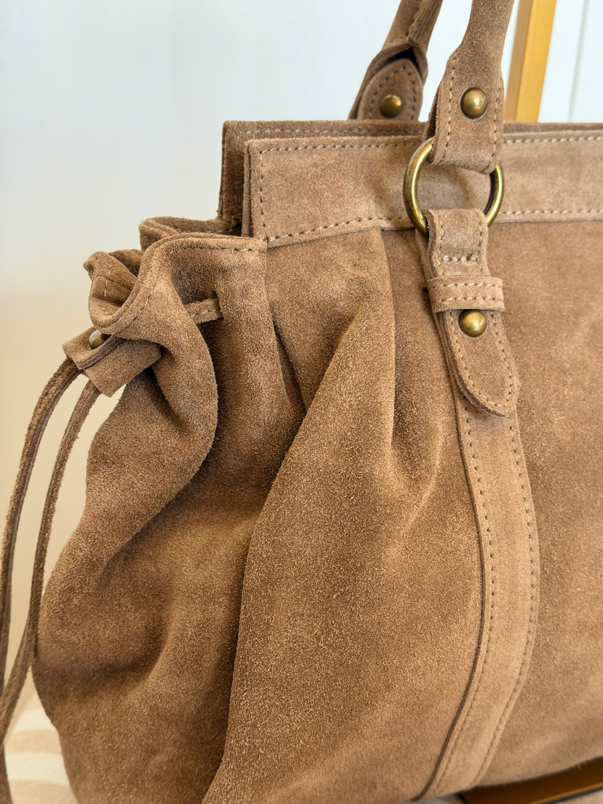 Sac cabas XL en cuir daim • PARKER Taupe