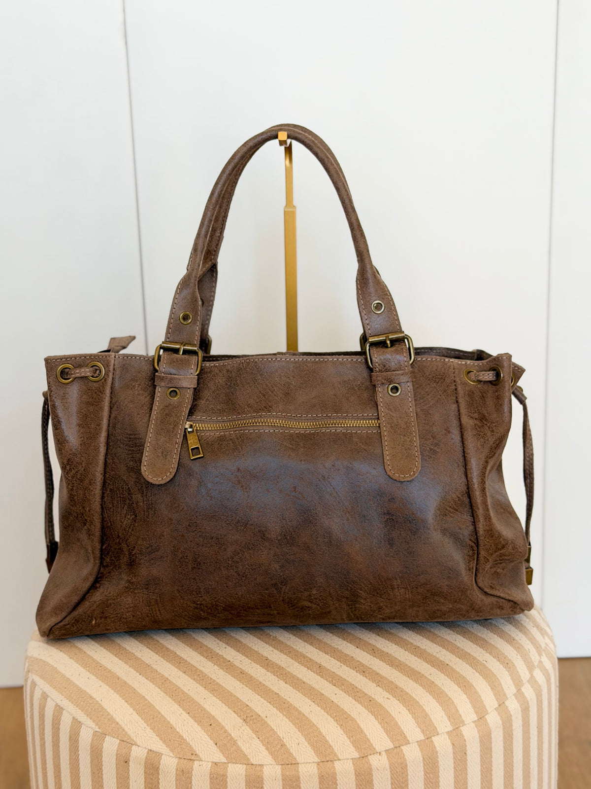 Sac cabas XL en cuir vieilli • COOPER Taupe