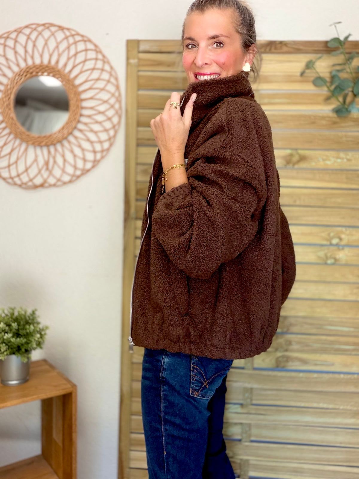 ⚡️ ARRIVAGE • Veste teddy Sherpa zippée LÉONIE Chocolat