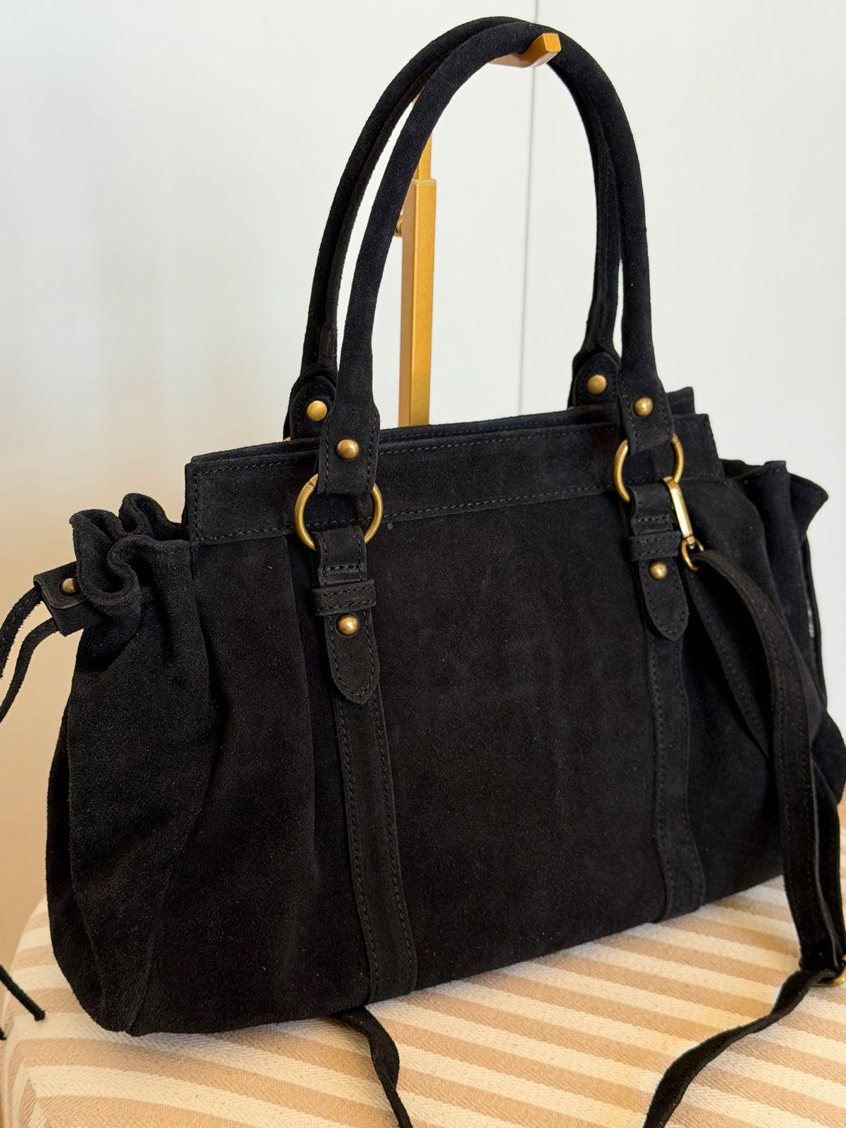 Sac cabas XL en cuir daim • PARKER Noir