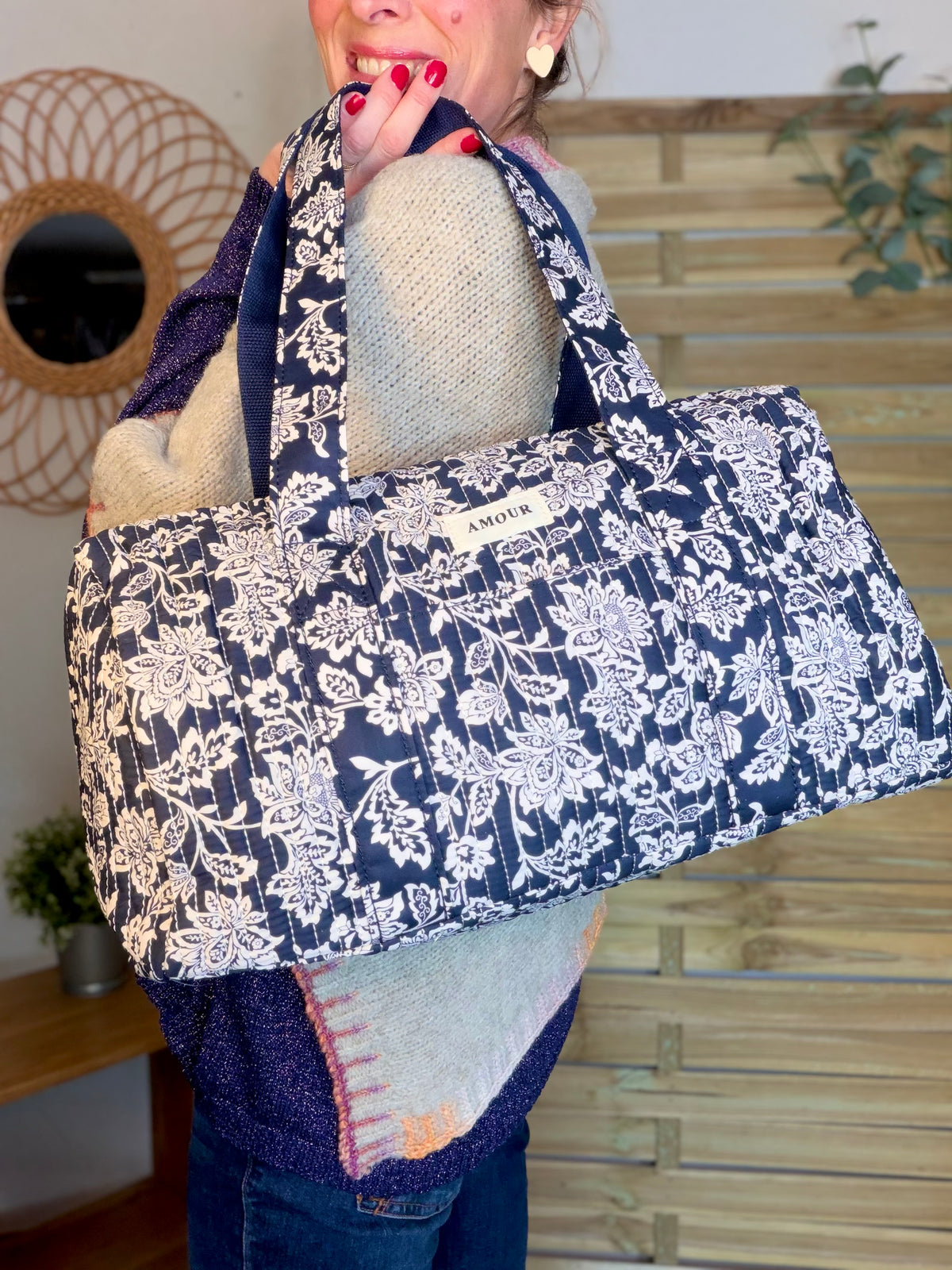 Sac polochon imprimé TARA - Fleuri Marine - FIN DE SÉRIE