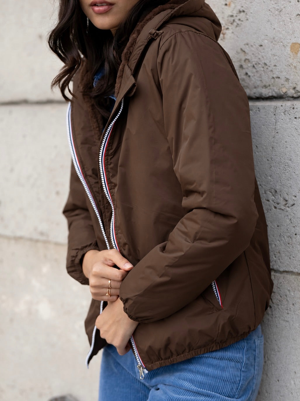 LAURA JO - Parka Imperméable LOUISE COURT fourré - Chocolat