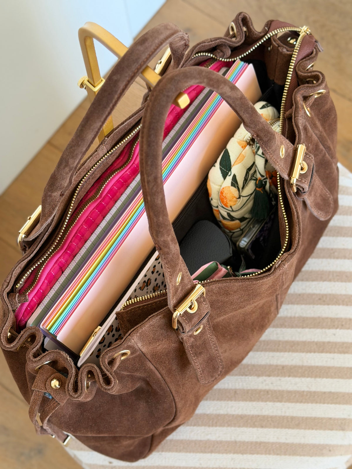 Sac cabas XL en cuir daim • JASPER Café