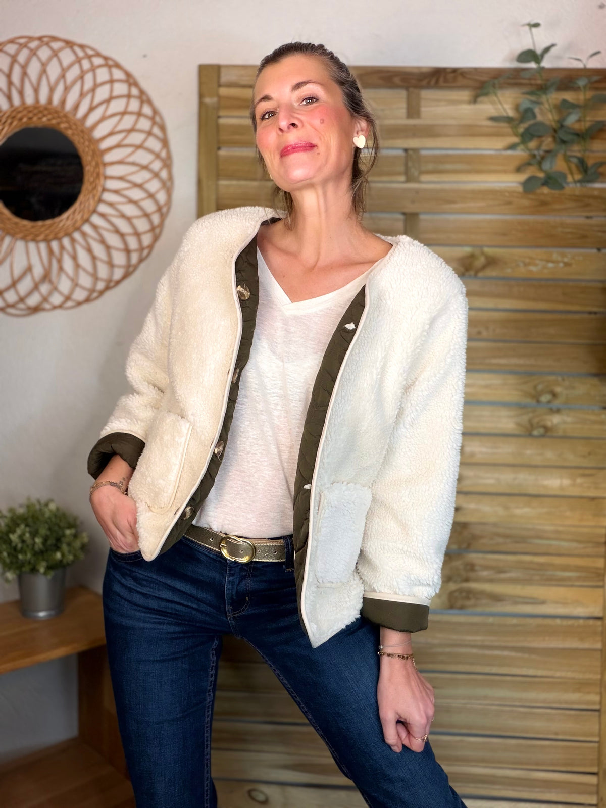 ⚡️ ARRIVAGE - Veste matelassée réversible Sherpa NOÉMIE Kaki