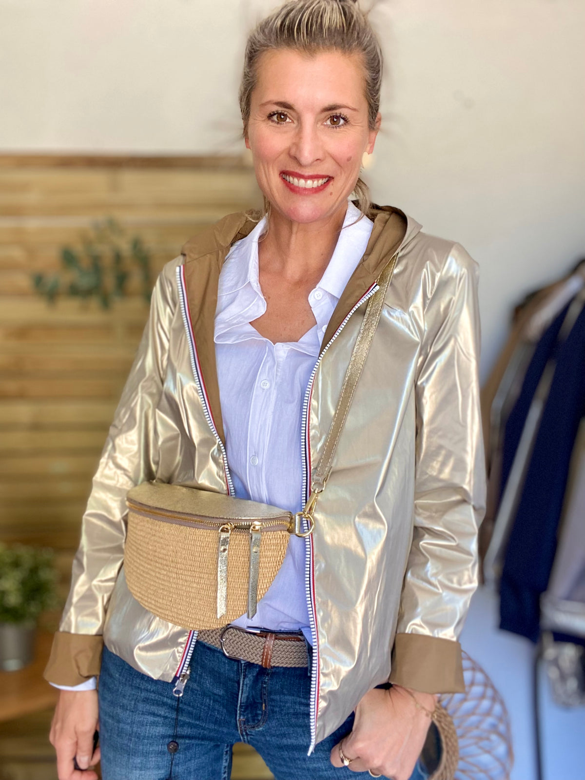 LAURA JO - Imperméable réversible GARANCE COURT léger - Camel/Doré