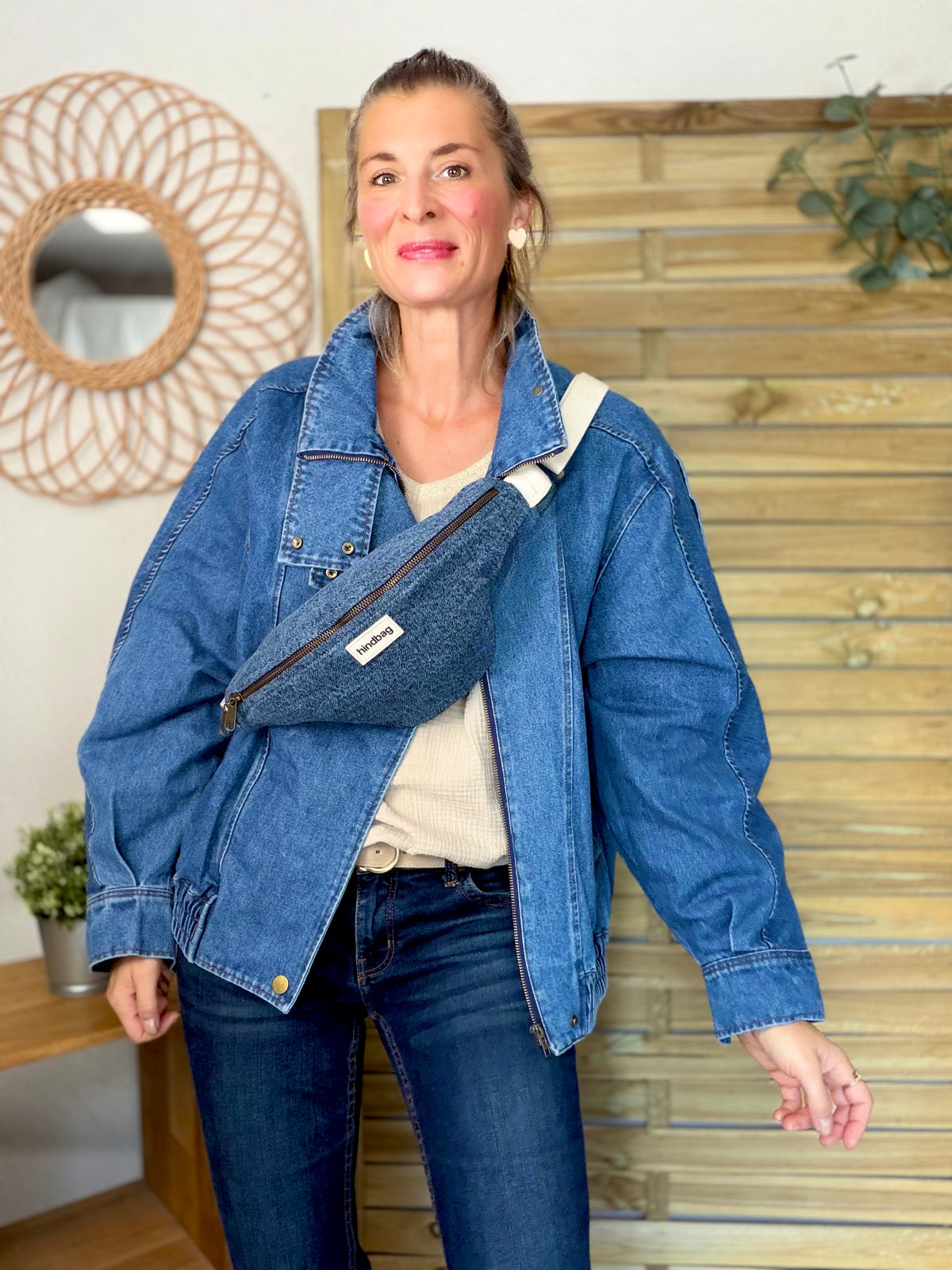 HINDBAG OLIVIA - Sac banane Denim bleu foncé