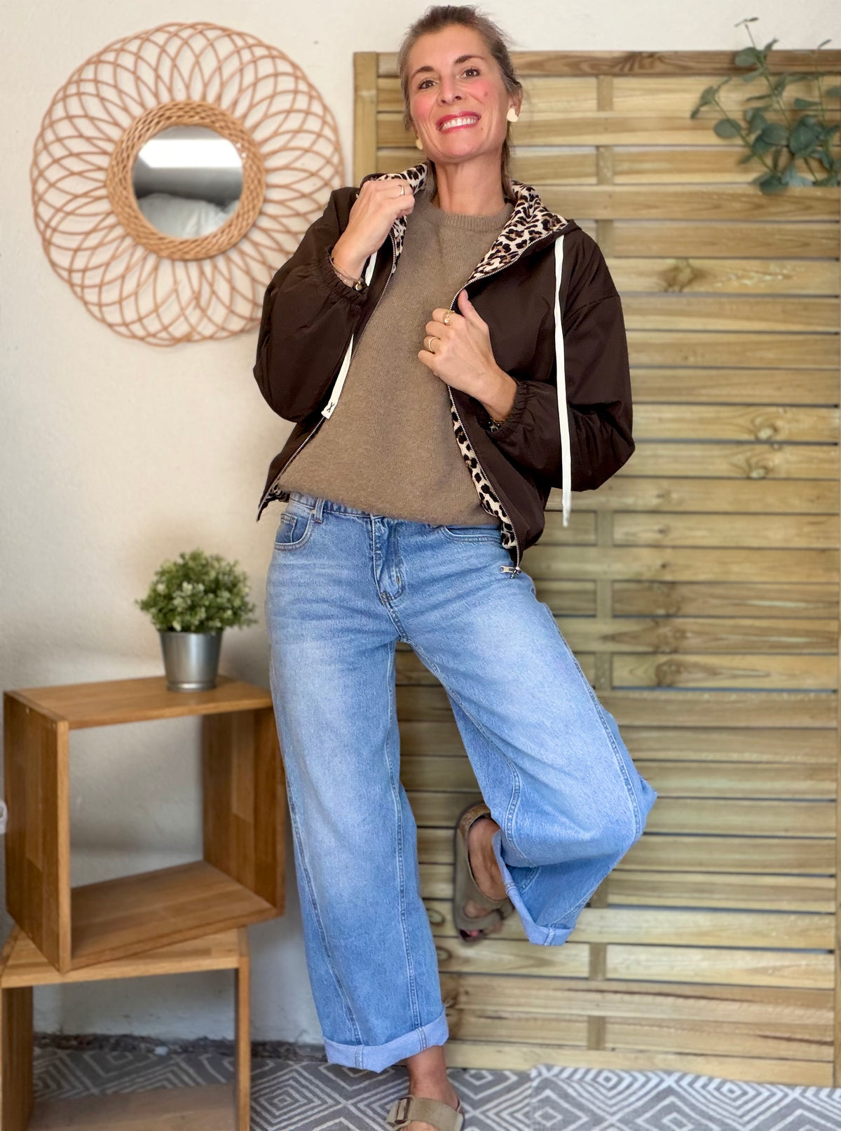 Pantalon Jean coupe barrel LÉON Bleu clair
