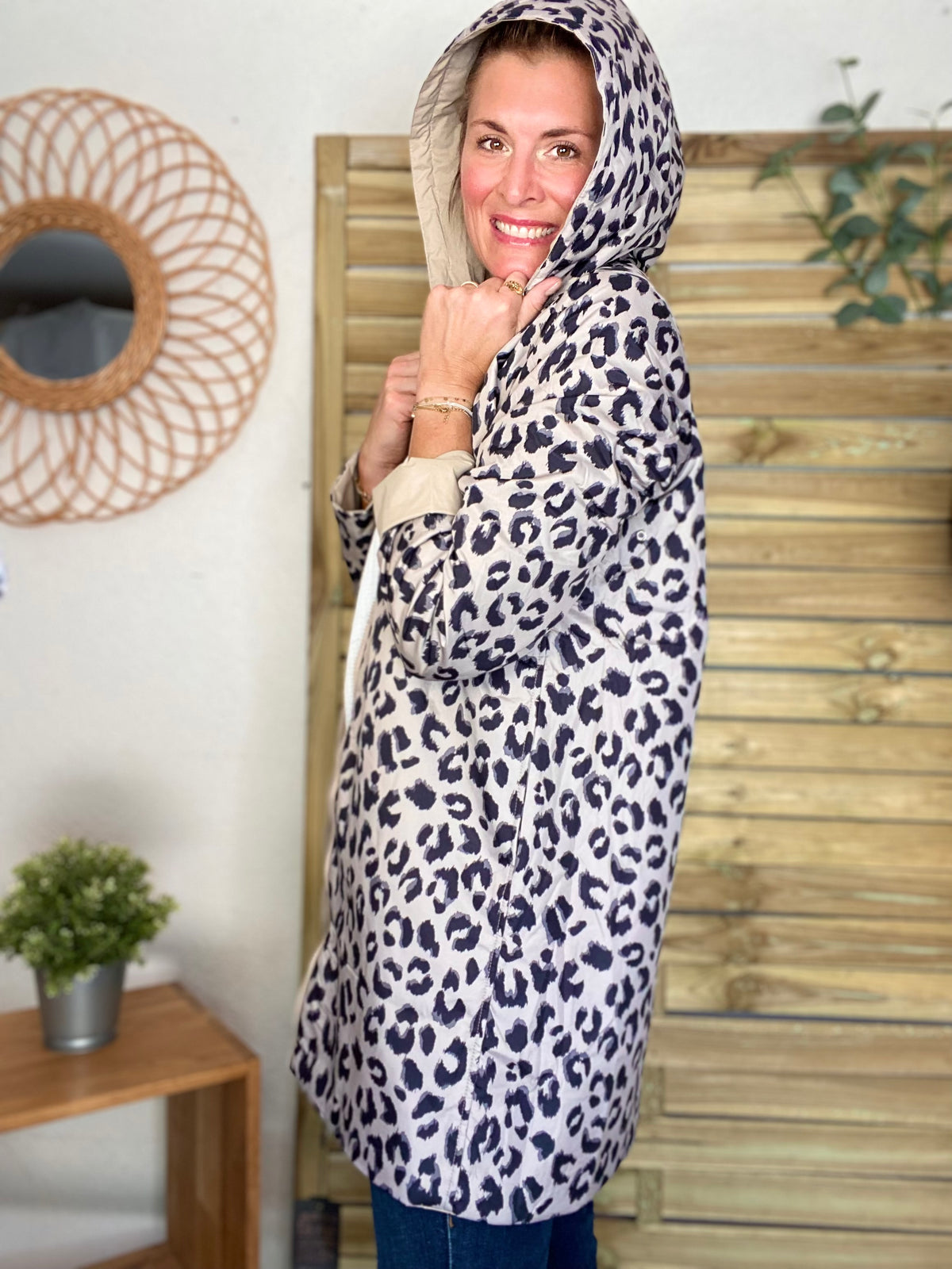 LAURA JO - Imperméable réversible rembourré LOUISON LONG - Beige / Léo