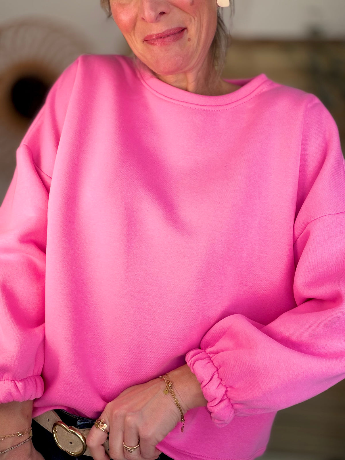 Sweat molleton oversized BISOU Rose / Rouge - MIKA - FIN DE SÉRIE
