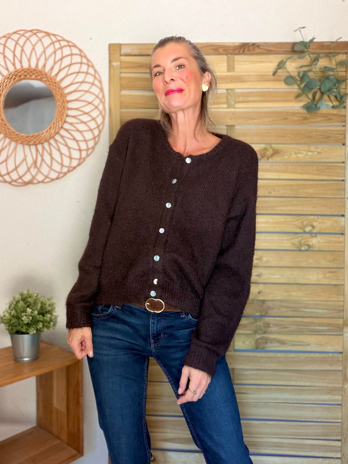Gilet en maille MERYL - Chocolat brut