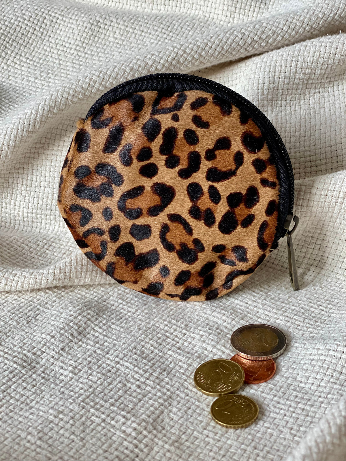 Porte monnaie en cuir peau à poils Léo - MARIUS