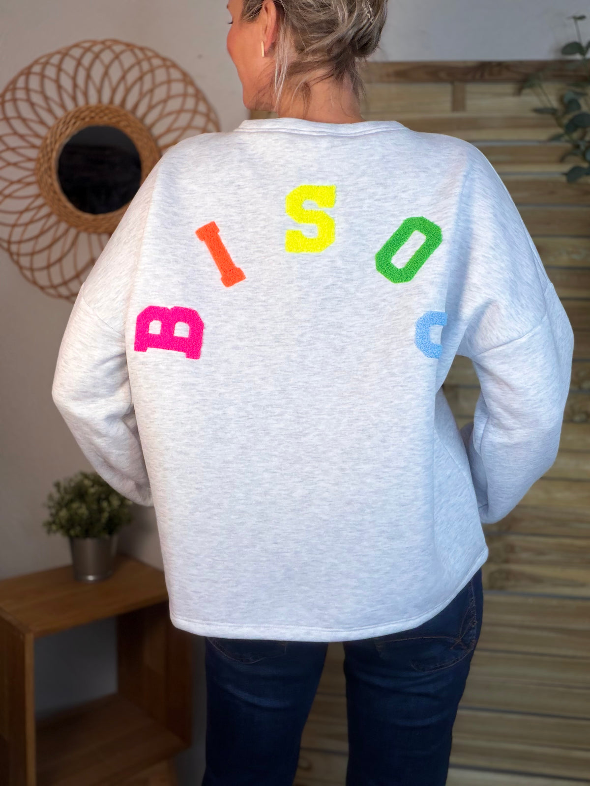 Sweat molleton oversized BISOU multicolore - MIKA - FIN DE SÉRIE