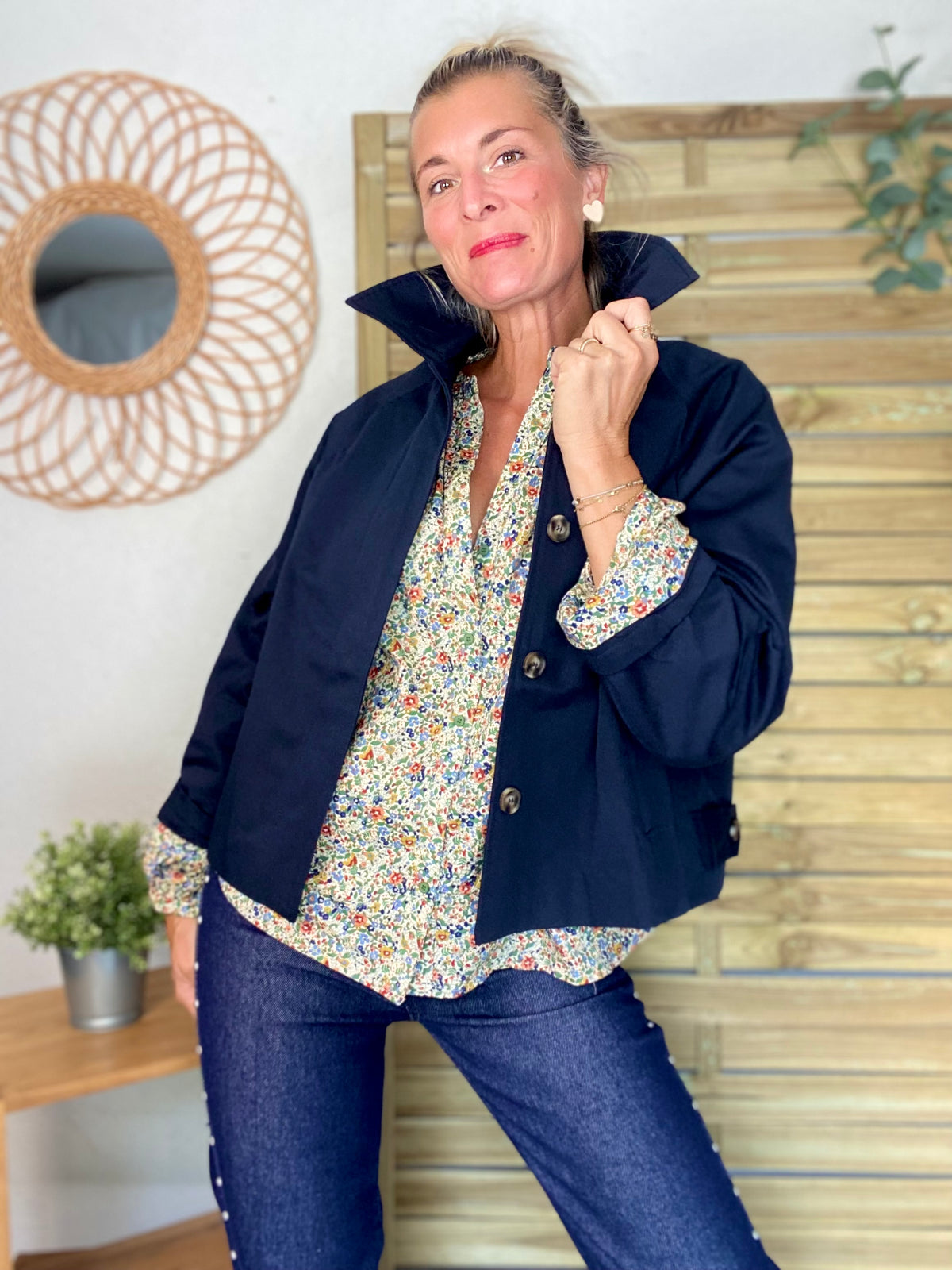Chemise ample Liberty vert SYBILLE - FIN DE SÉRIE