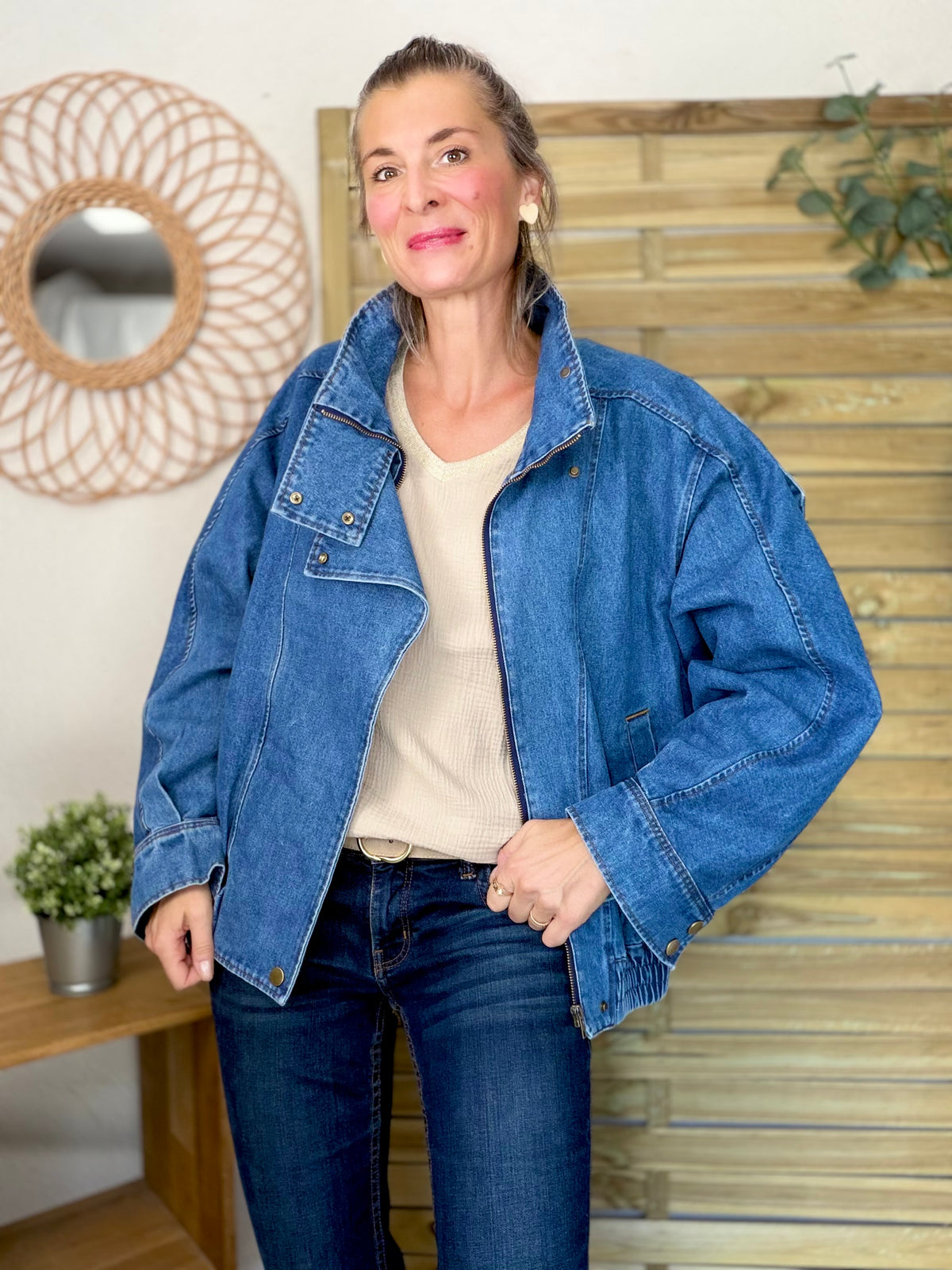 ⚡️ ARRIVAGE • Veste en jean oversized col montant ARIANE