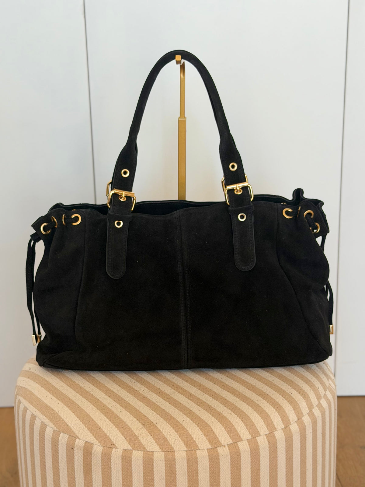 Sac cabas XL en cuir daim • JASPER Noir