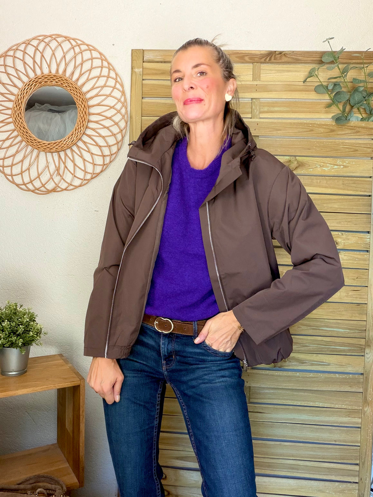 Pull laine et alpaga PEGGY - Violet
