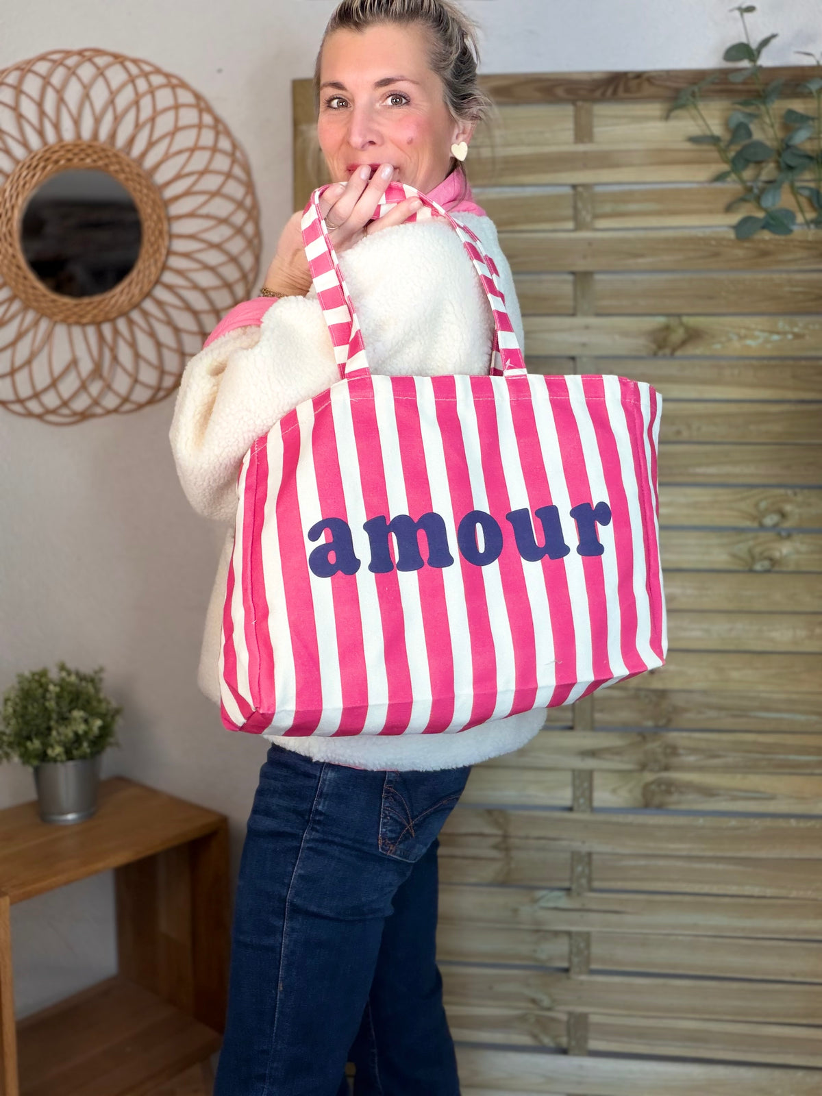 Grand cabas Tote bag rayé amour BELLY