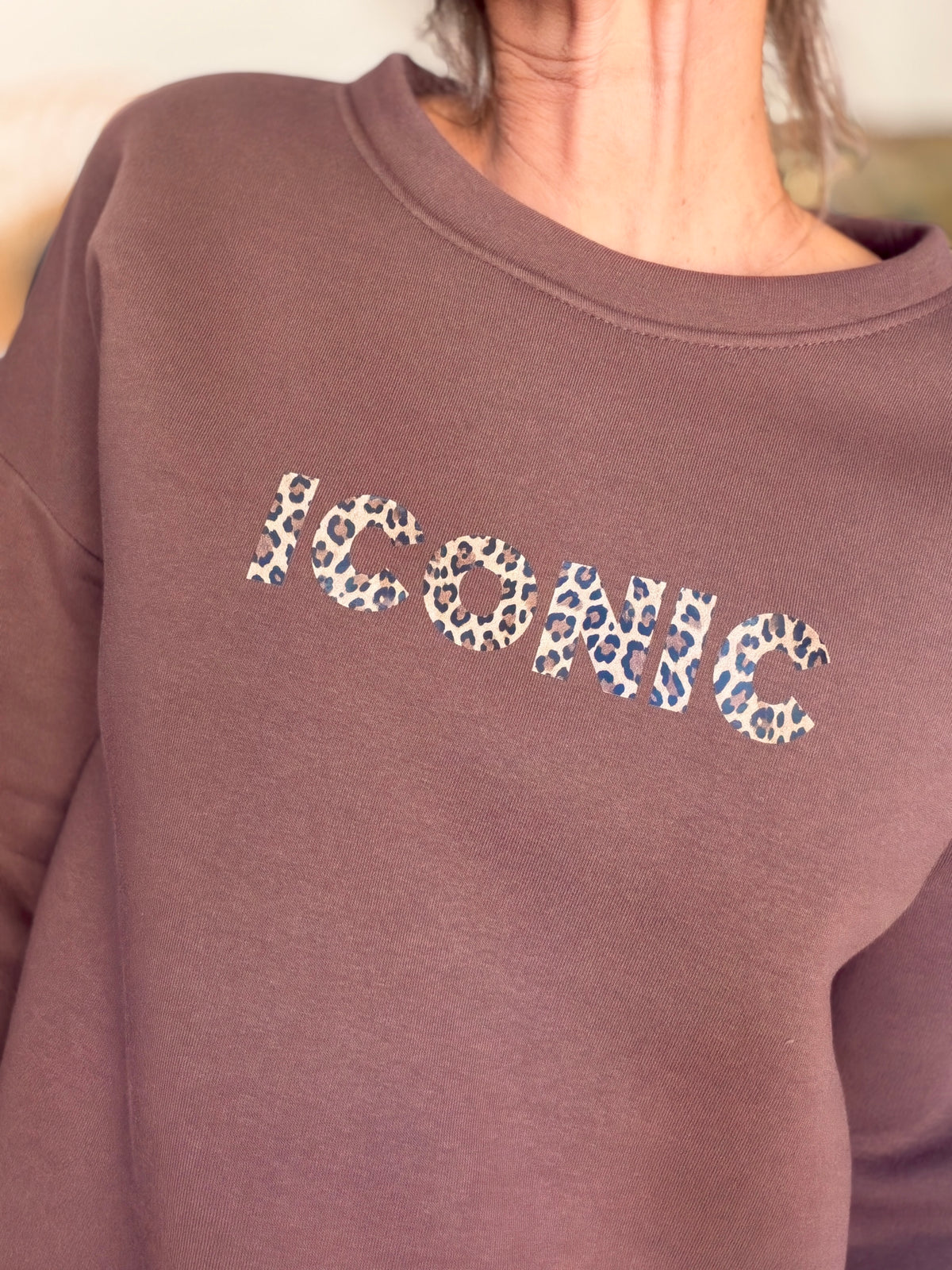 Sweat ICONIC Léo molleton ISALINE - Chocolat