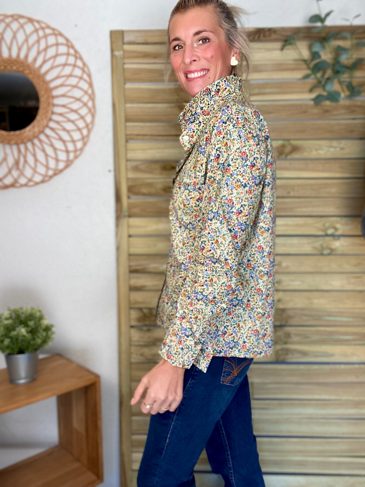 Chemise en coton imprimé Liberty vert 🌱 🌺 ÉLISE - FIN DE SÉRIE