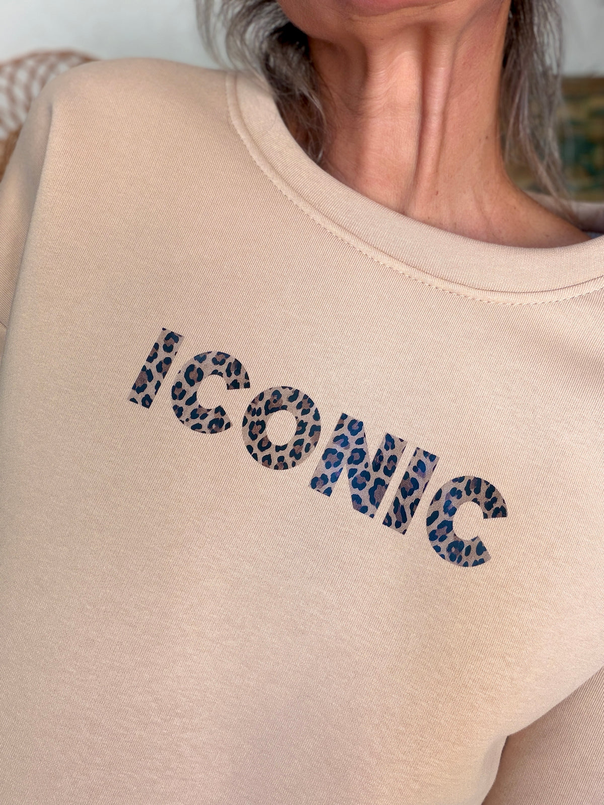 Sweat ICONIC Léo molleton ISALINE - Beige