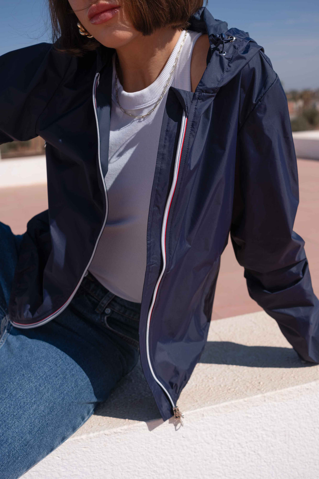 LAURA JO - Coupe vent imperméable ANNA COURT Bleu marine