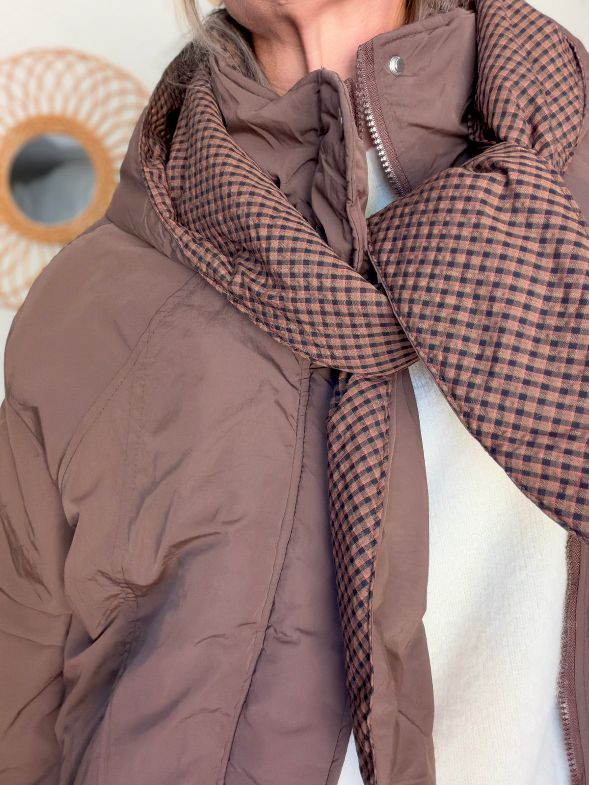 Veste matelassée capuche amovible réversible ODILE Chocolat