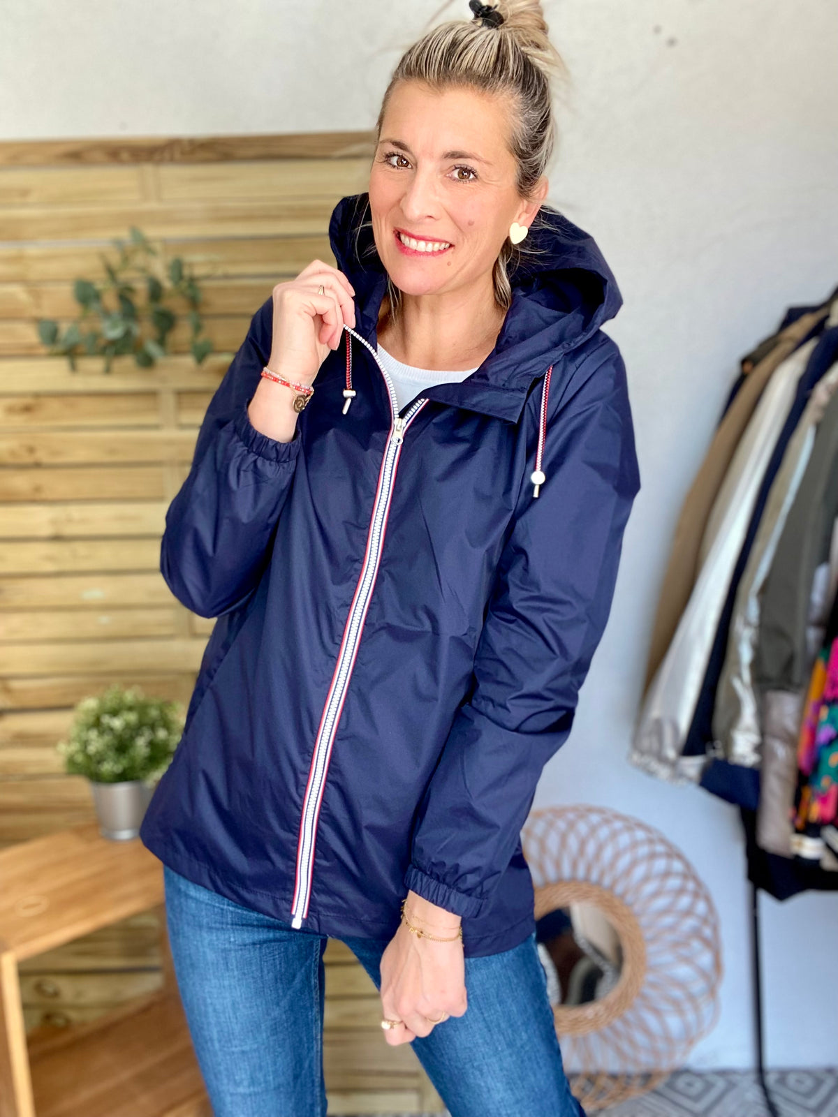 Imperméable mi-saison doublé SOLINE MI-LONG - Bleu marine - LAURA JO - FIN DE SÉRIE