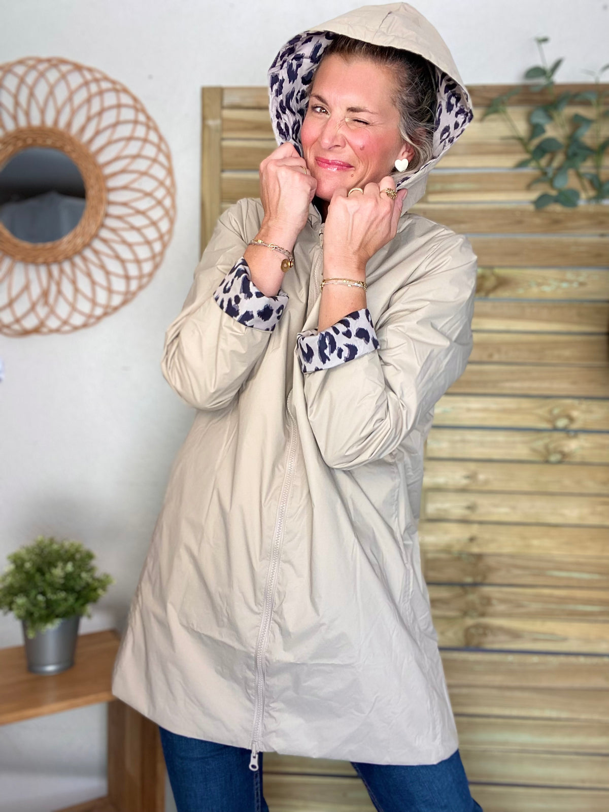 LAURA JO - Imperméable réversible rembourré LOUISON LONG - Beige / Léo