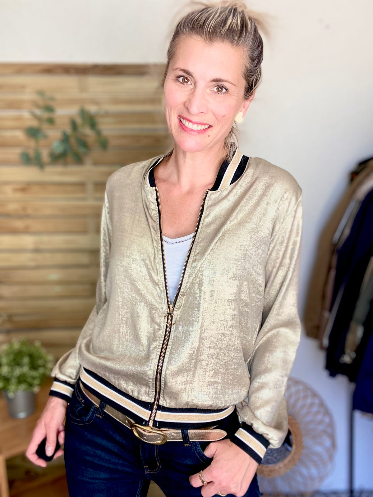 Veste bombers léger EMILY - Doré