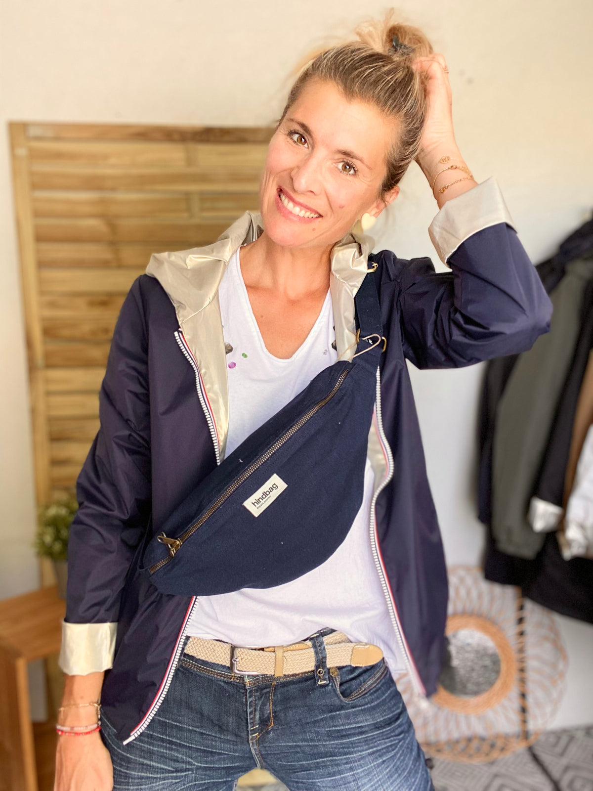 HINDBAG SASHA - Sac banane Navy