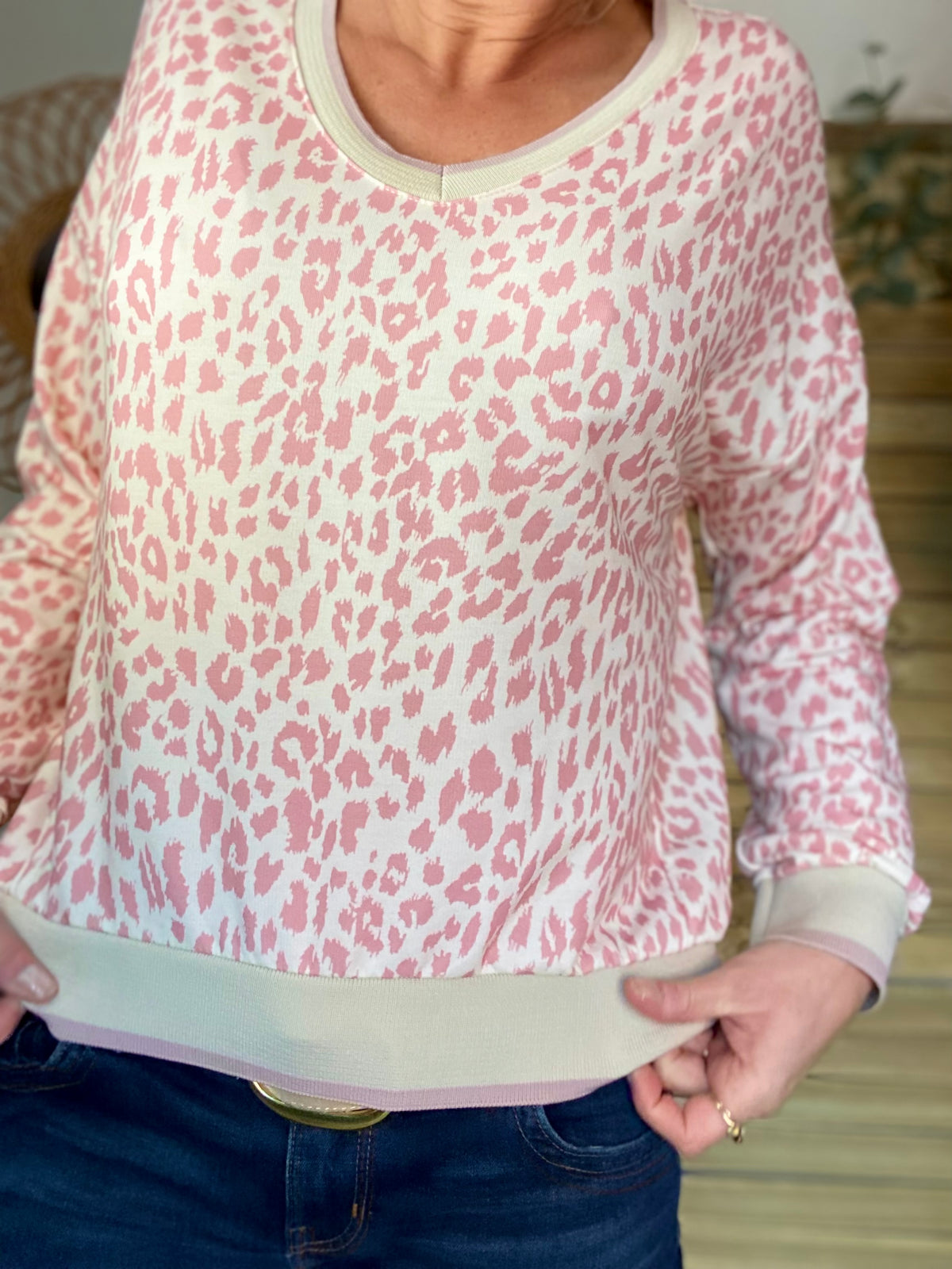 Sweat imprimé Léo 🐆 AMANDINE - Rose dragée