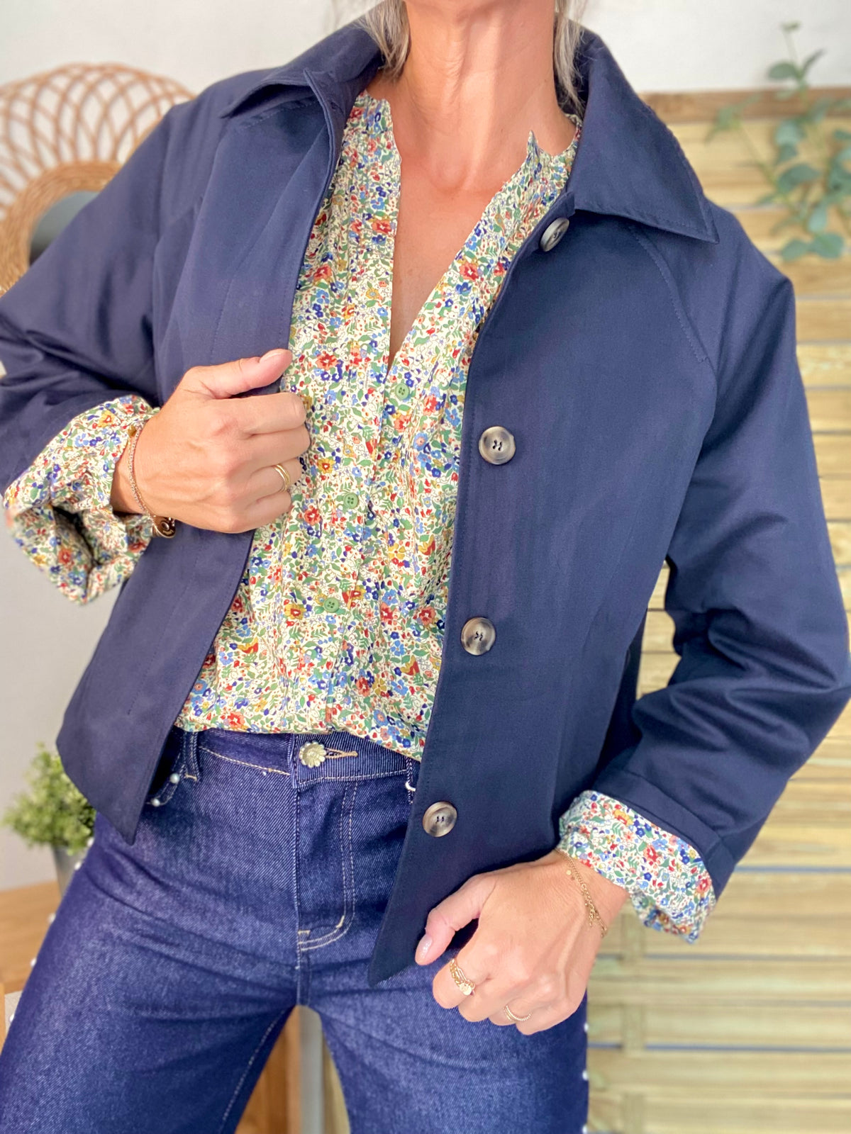 Chemise ample Liberty vert SYBILLE - FIN DE SÉRIE