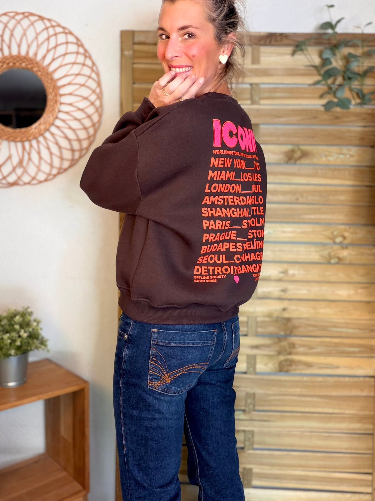 Sweat ICONIC molleton CAPUCINE - Chocolat