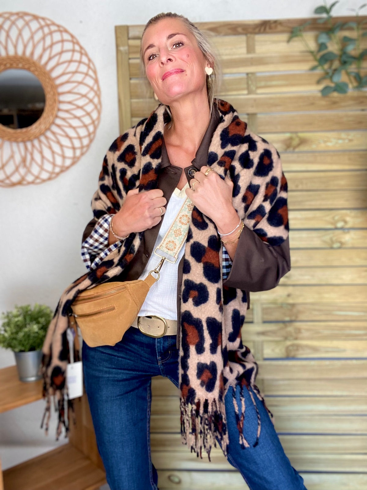 Écharpe douce MARTINE - Léo Beige 🐆