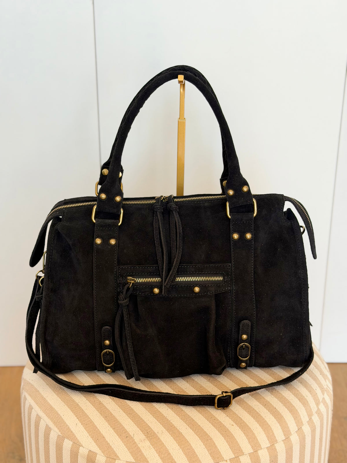 Sac cabas XL en cuir daim • HUNTER Noir