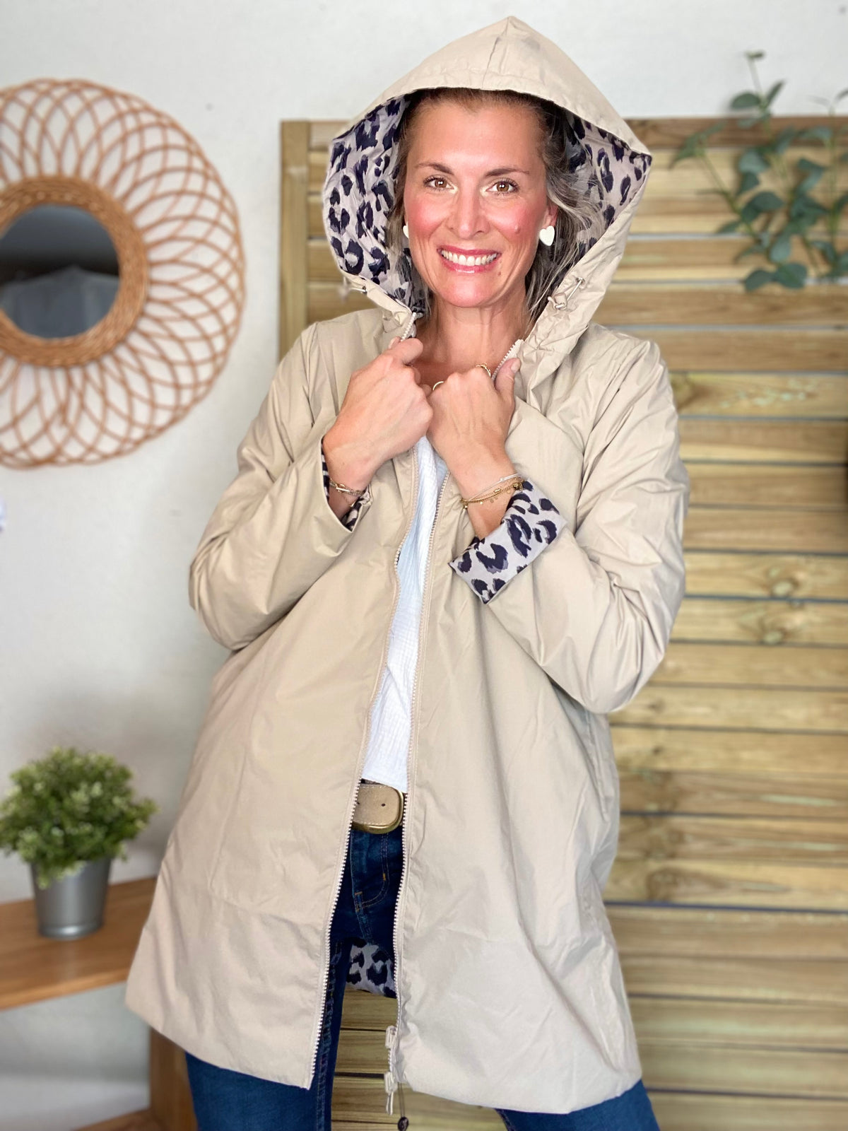 LAURA JO - Imperméable réversible rembourré LOUISON LONG - Beige / Léo