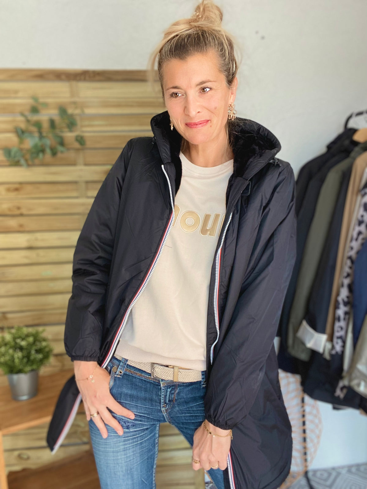 LAURA JO- Parka Imperméable LOUISE LONG fourré - Noir