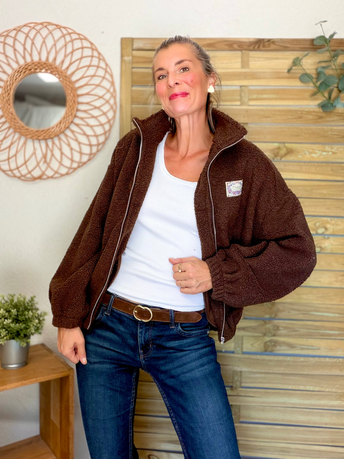 ⚡️ ARRIVAGE • Veste teddy Sherpa zippée LÉONIE Chocolat