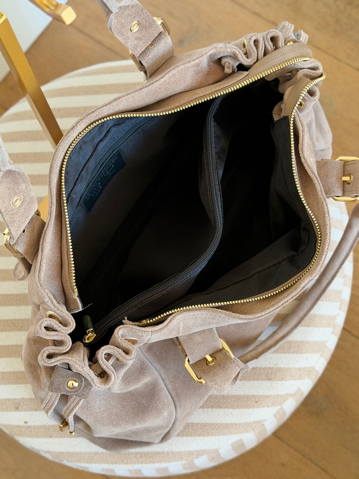 Sac cabas XL en cuir daim • JASPER Taupe