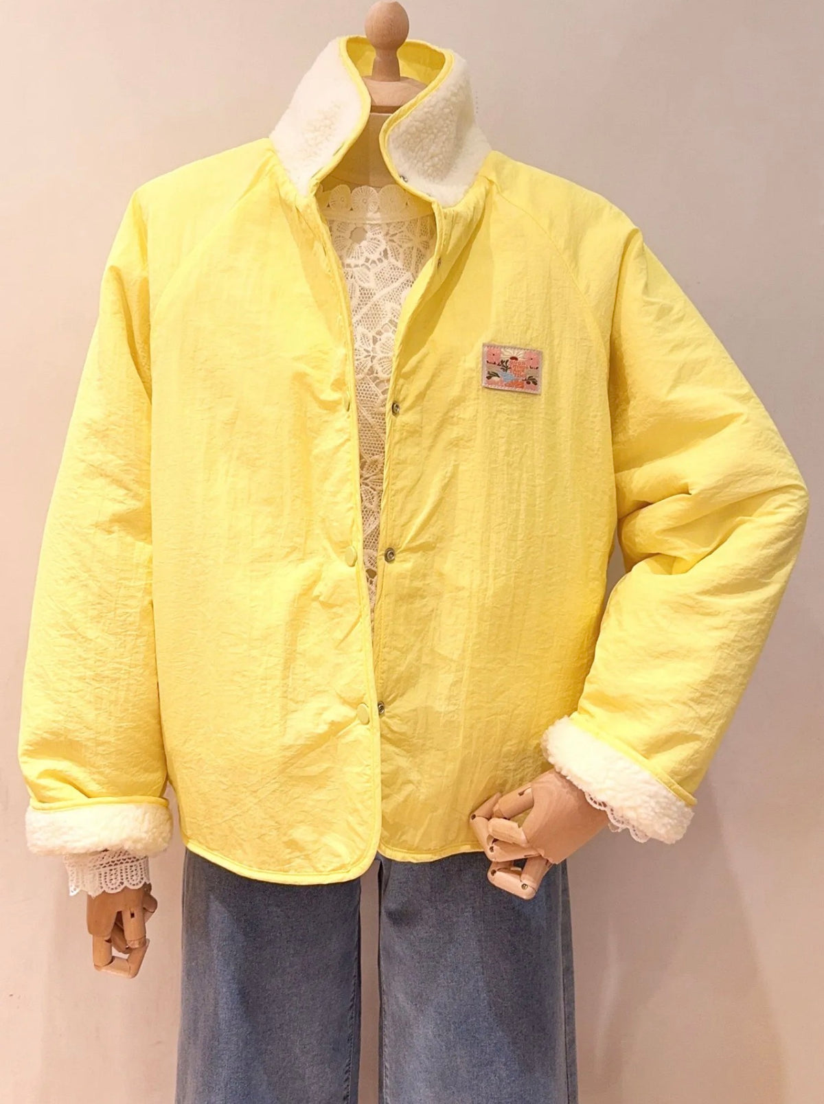 Veste matelassée réversible Sherpa AMÉLIE Jaune - FIN DE SÉRIE