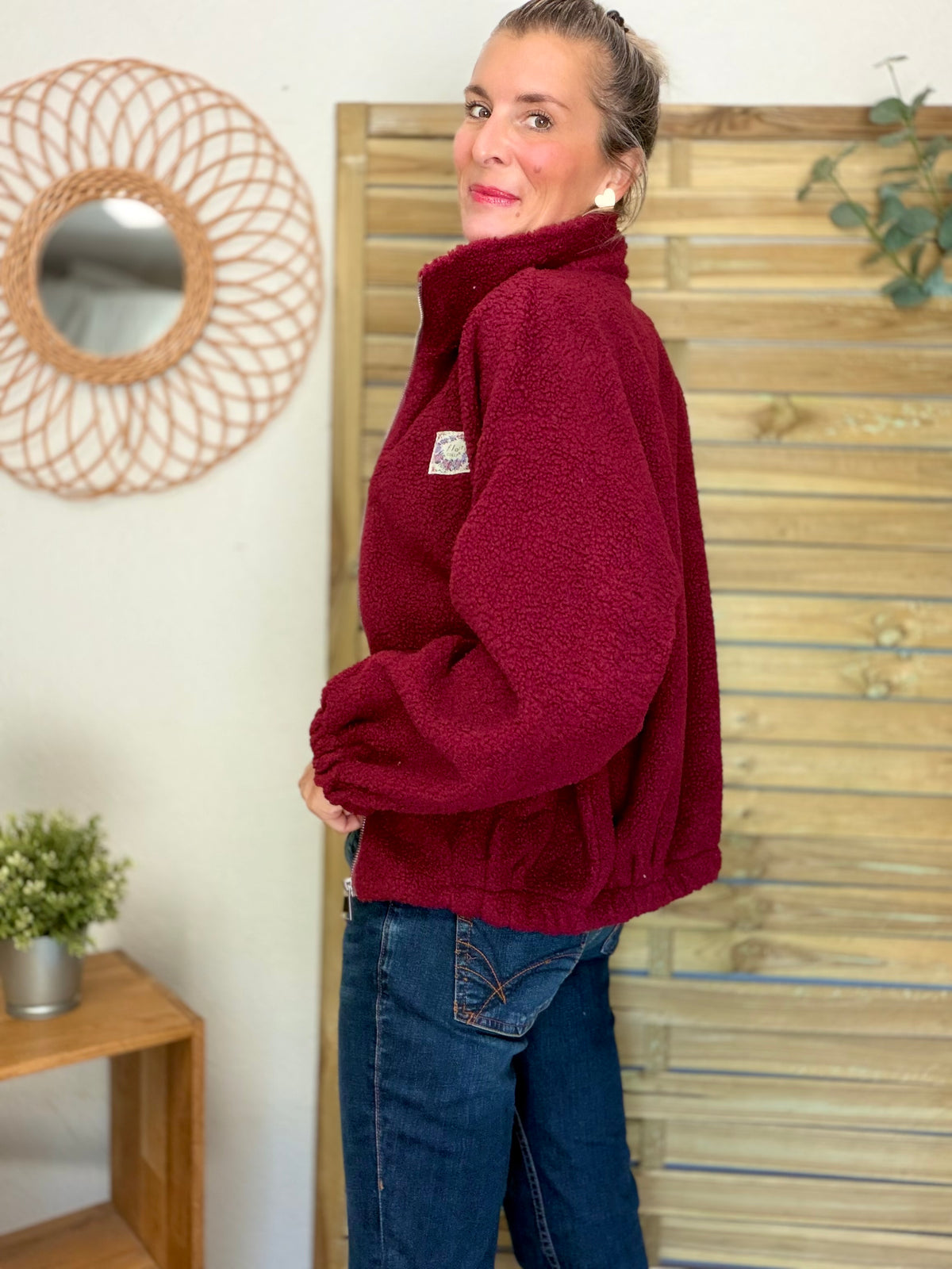 ⚡️ ARRIVAGE • Veste teddy Sherpa zippée LÉONIE Bordeaux
