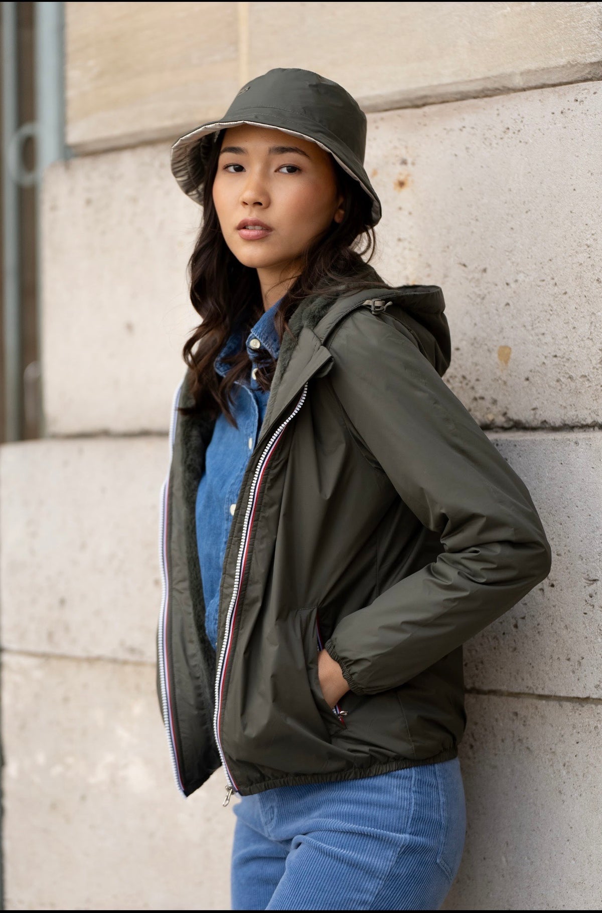LAURA JO - Parka Imperméable LOUISE COURT fourré - Kaki