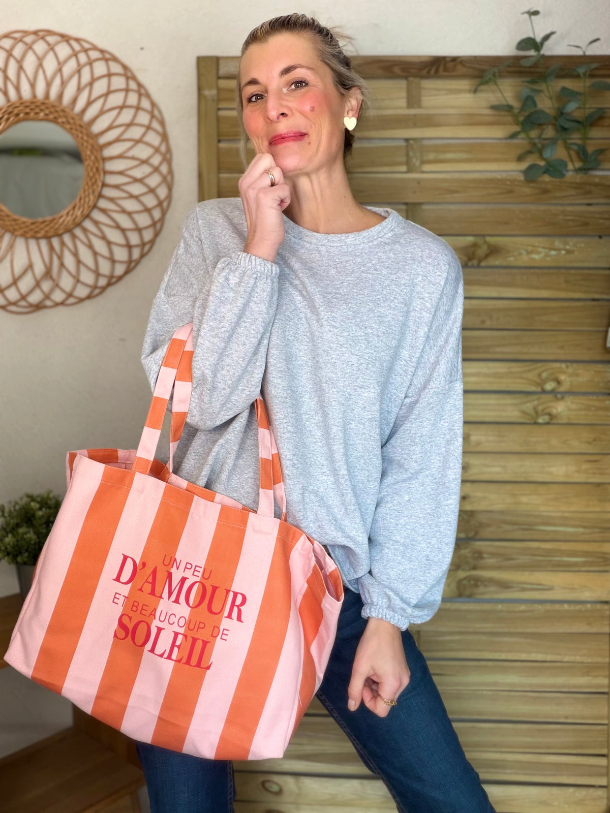 Grand cabas Tote bag Amour / Soleil ELSY