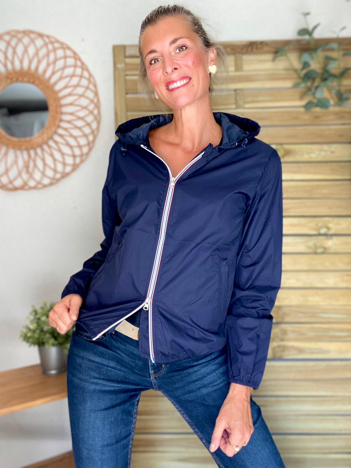 LAURA JO - Coupe vent imperméable ANNA COURT Bleu marine