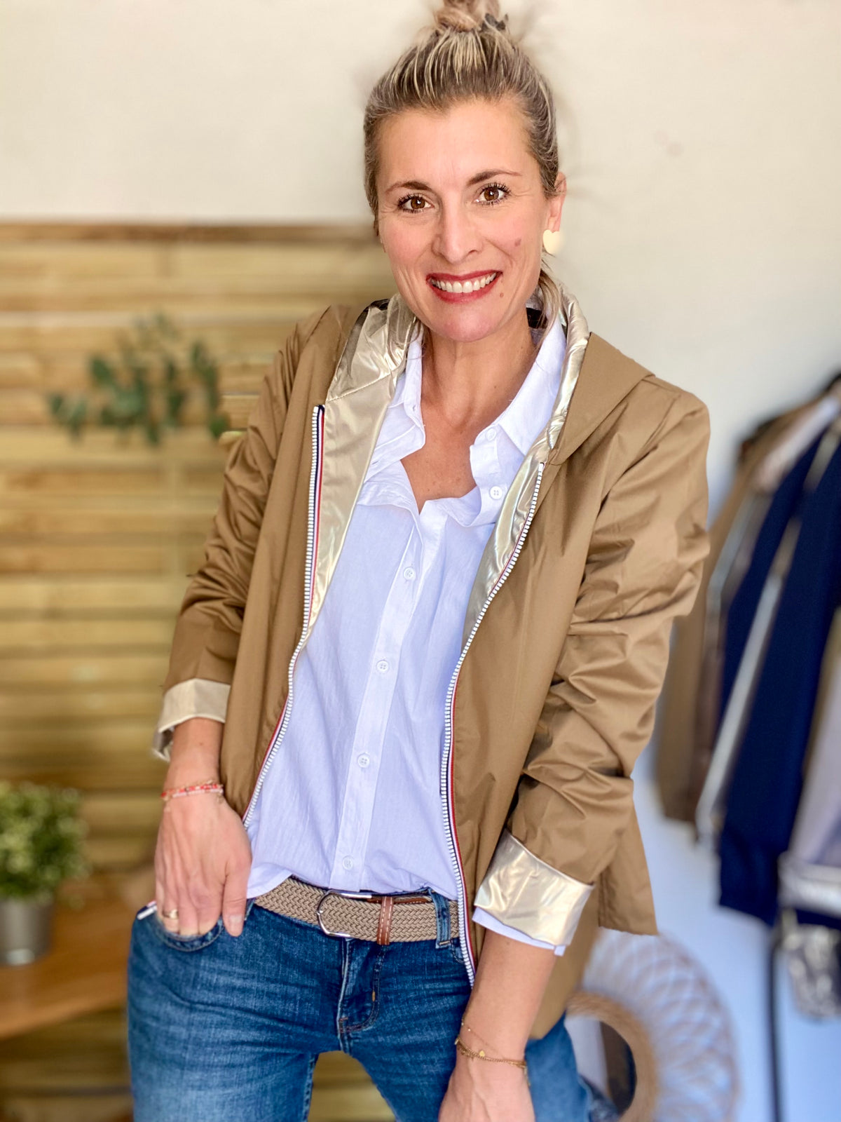 LAURA JO - Imperméable réversible GARANCE COURT léger - Camel/Doré
