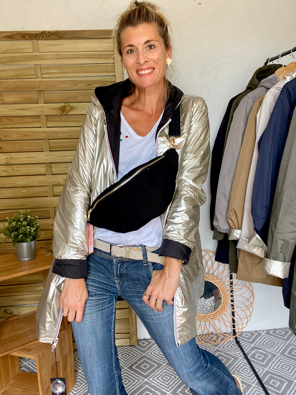 Sac banane XL velours côtelé Ciao Boum - IVY - Noir